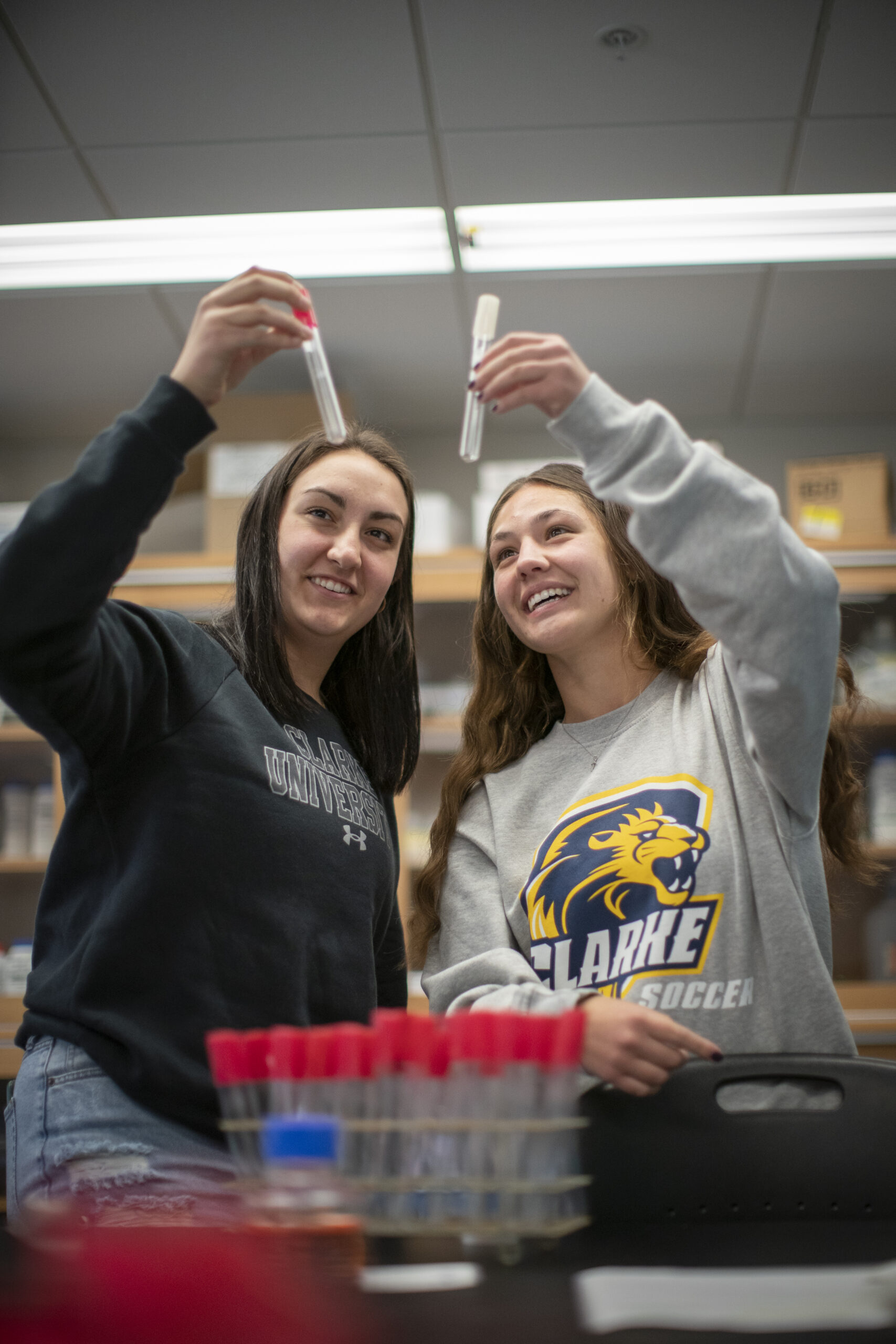 Clarke University biochemistry students experimenting