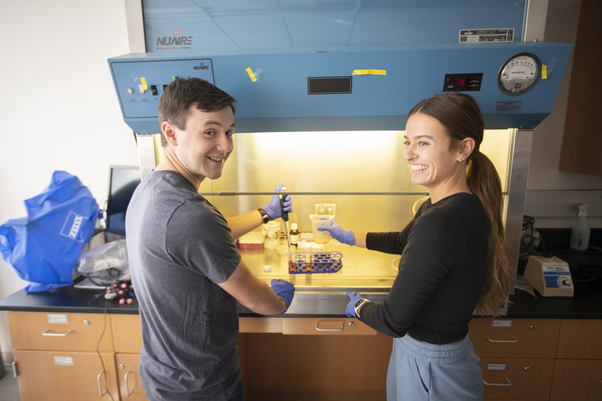 Clarke University Biology Major student working in a Clarke Lab.