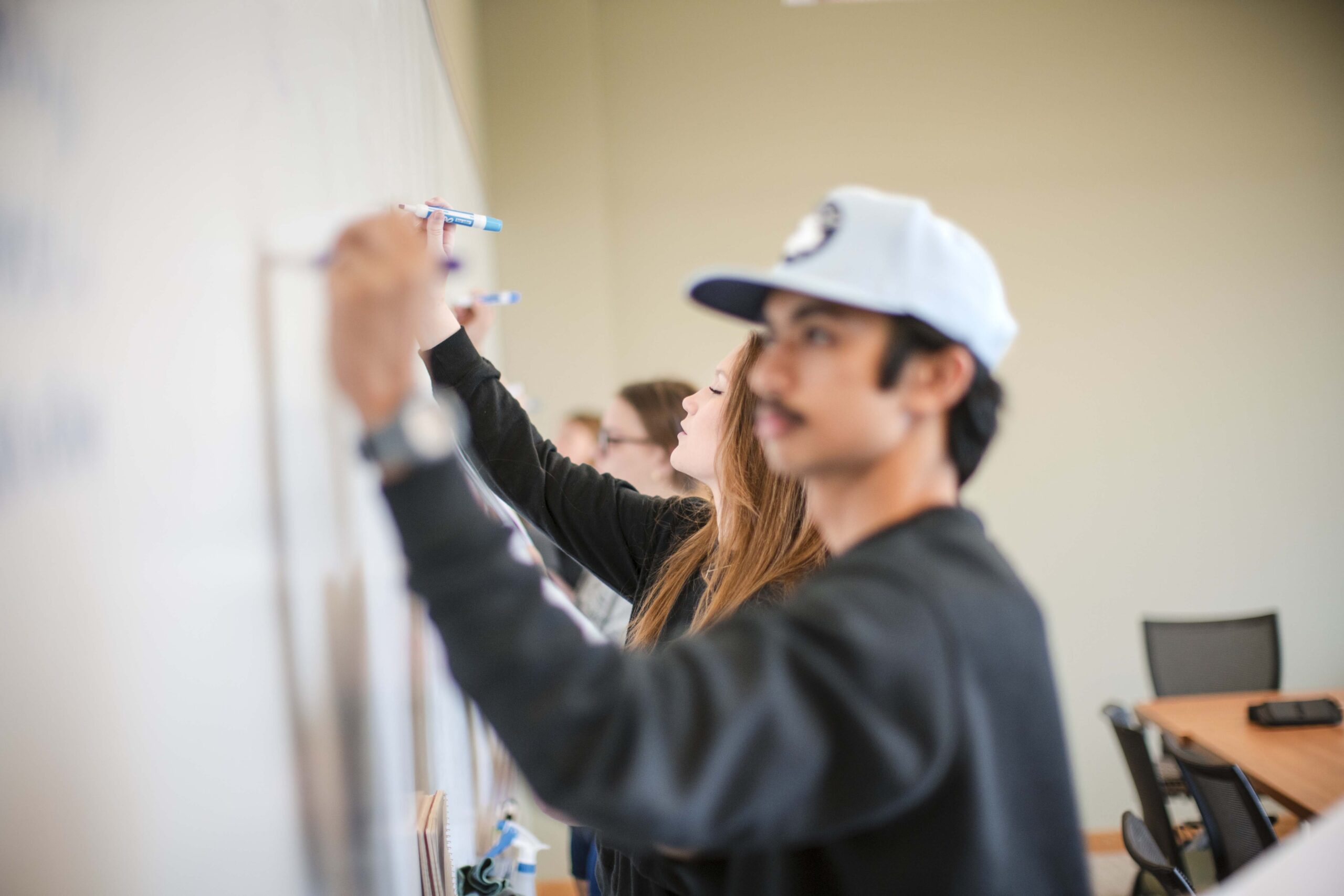 History Major students in a class listening to a lecture on campus at Clarke University.