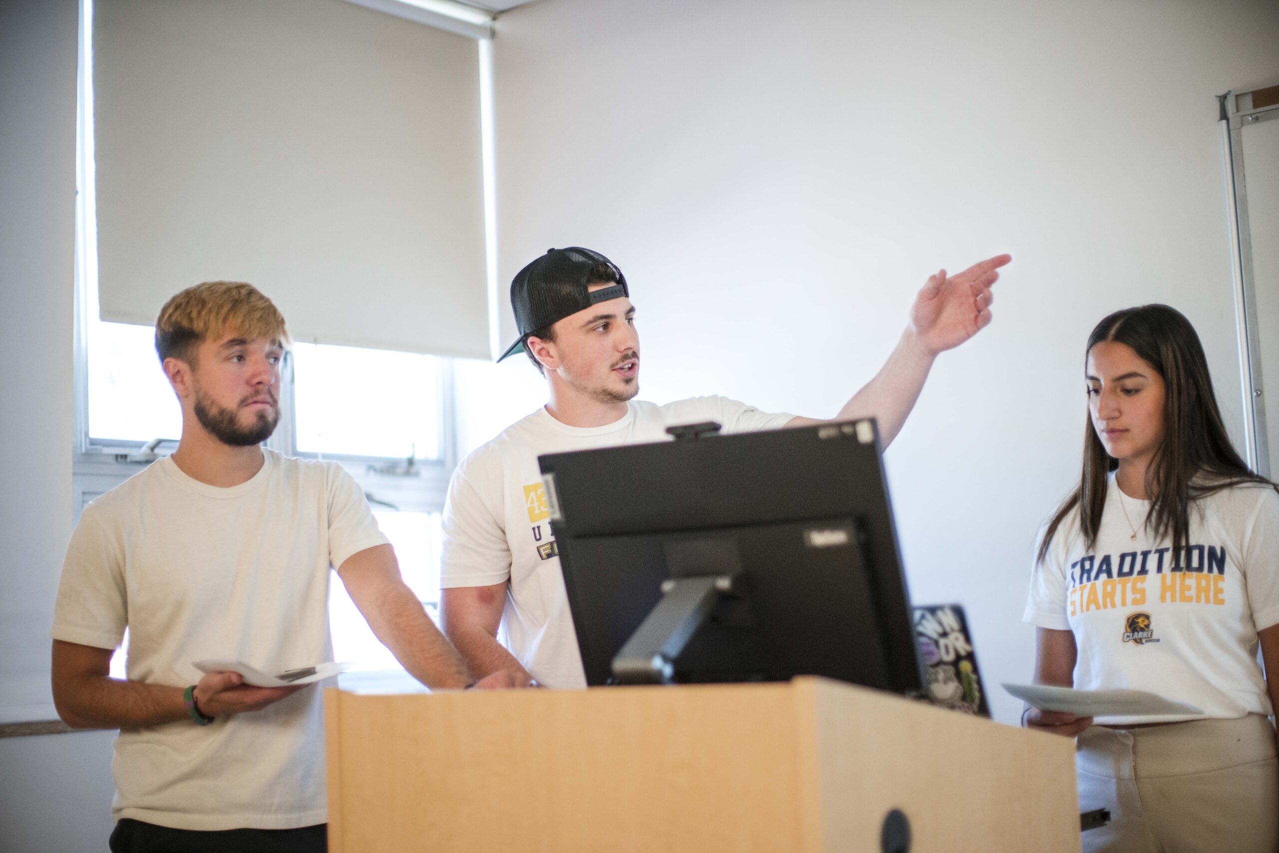 Clarke University Accounting Major student working on a class project.