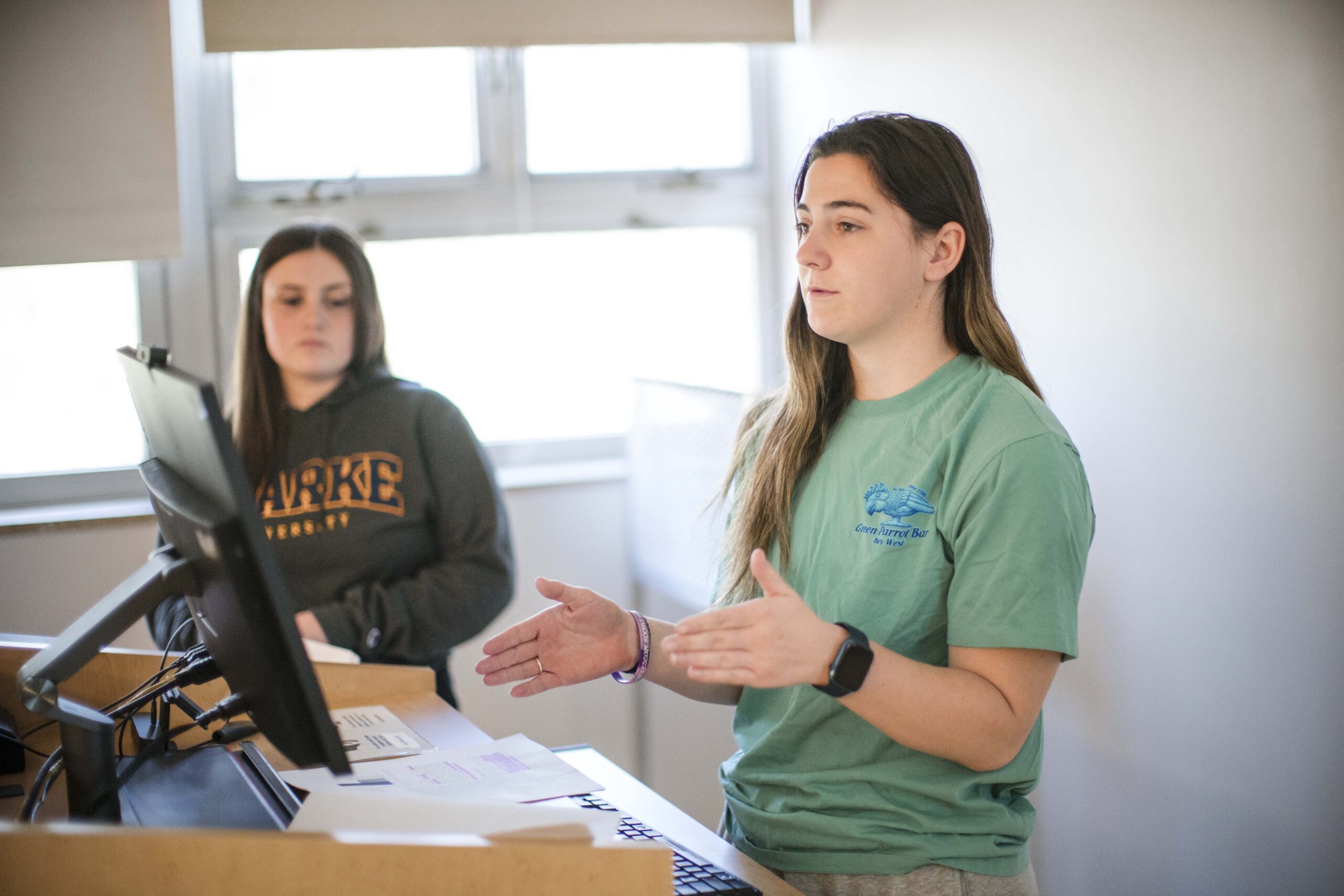 Students in class at Clarke University.