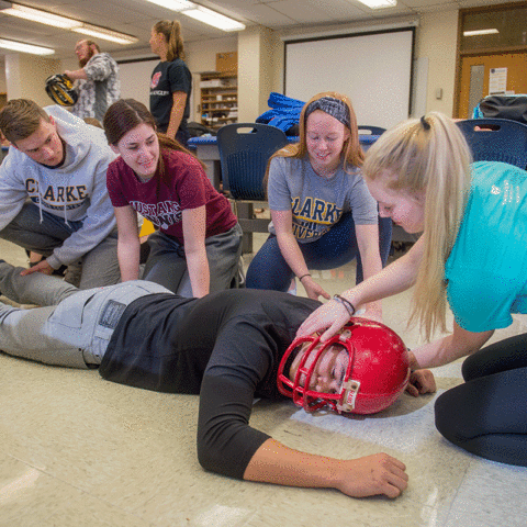 Athletic Trainer students learning in progress at Clarke University