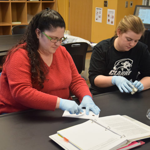 Clarke University Biologoy Degree Students in Class