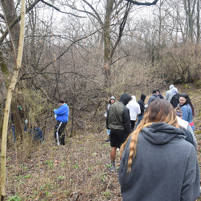 Biology students from Clarke Unviersity out in the field