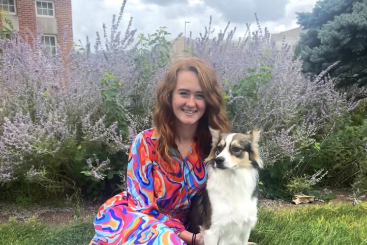 Elementary Education student Brittney Mundell and her emotional support dog, Ollee