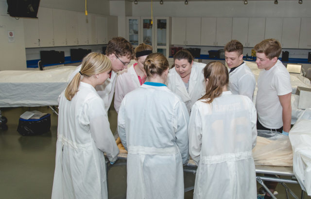 Biology Majors in Cadaver Lab-Gross Anatomy Lab