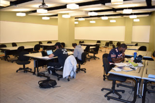 Students working on homework in the Lingen Technology Center