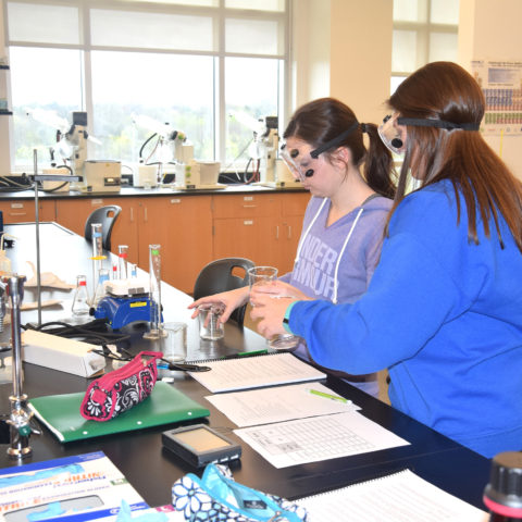 Clarke University Biochemistry majors in class