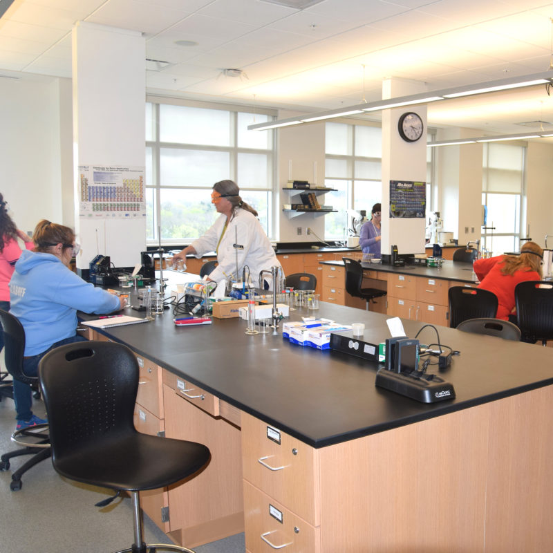 Chemistry class in progress at Clarke University