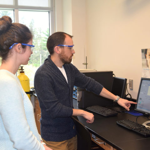 Chemistry major students in class at Clarke University