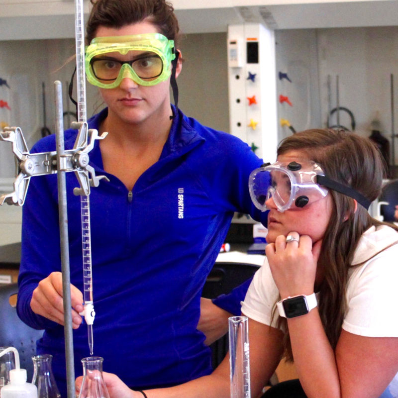 Chemistry Majors working in the Lab at Clarke University