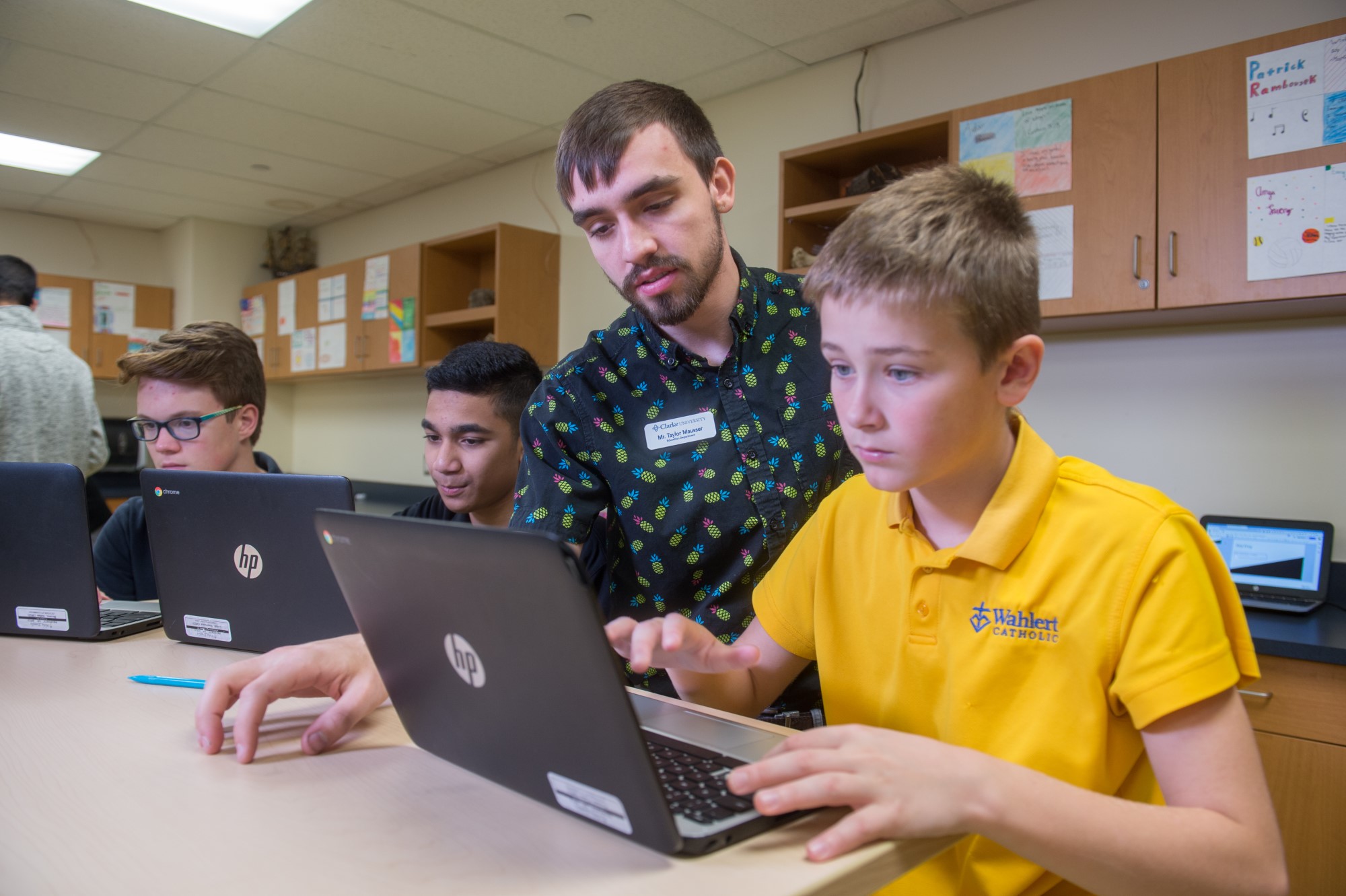 Clarke University Master of Arts in Education student teaching in own classroom.