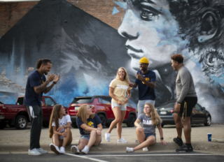 group of students mural