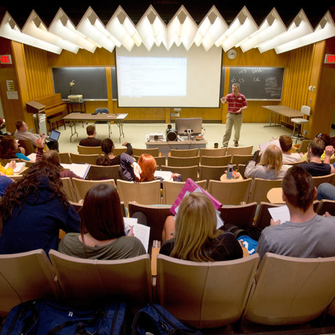 A Psychology Class in Alumnae lecture hall at Clarke University