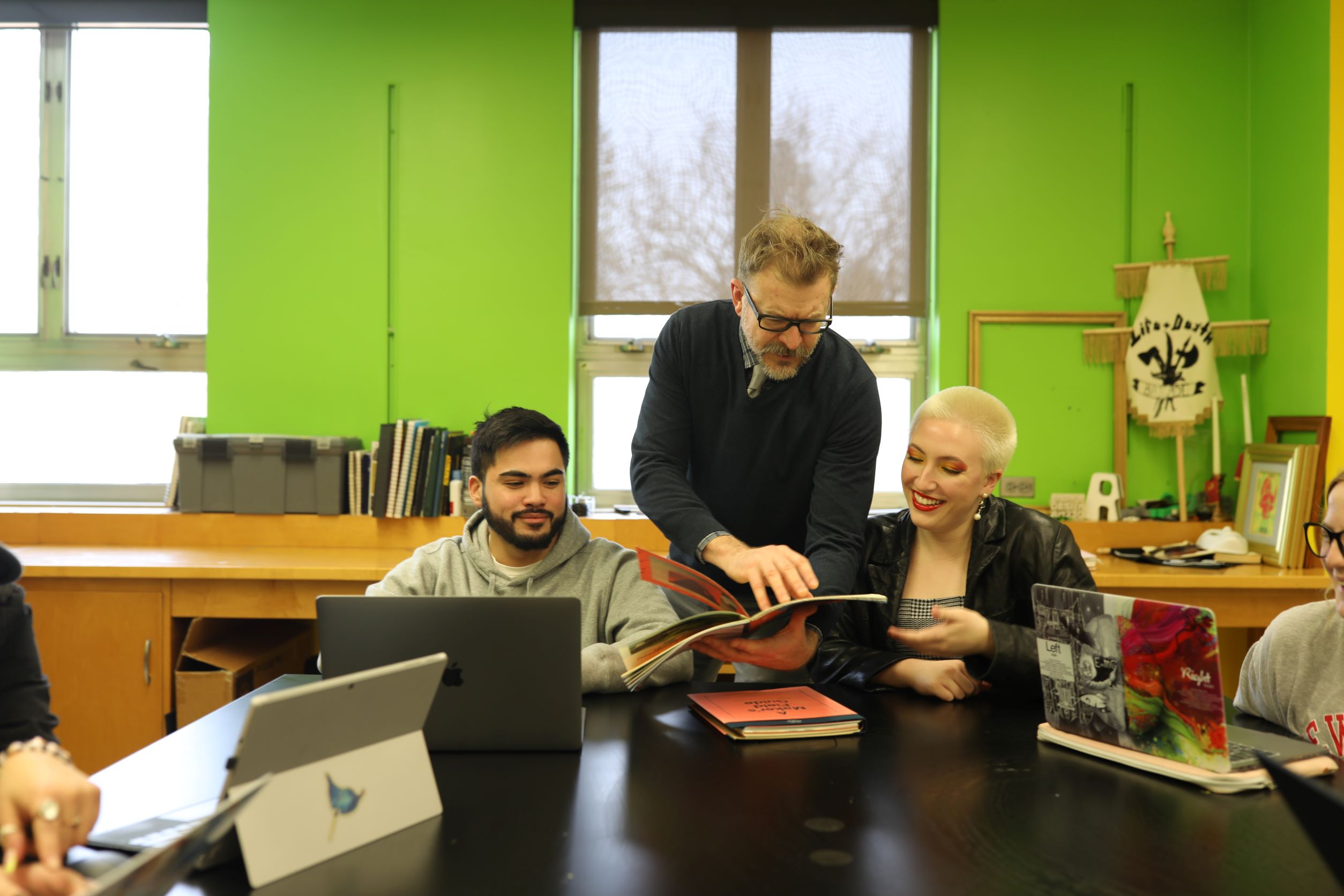 Digital Media Studies major students receives feedback from Clarke University Professor