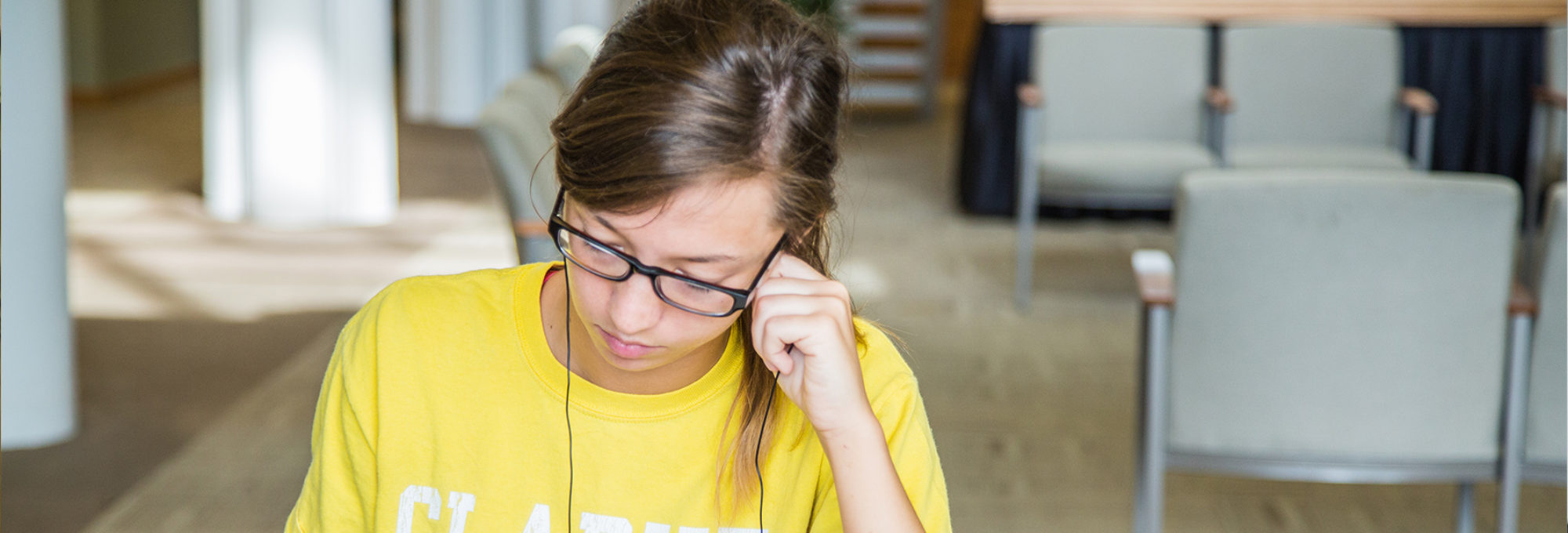 Student studying in the library