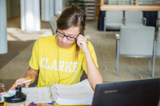 Student studying in the library