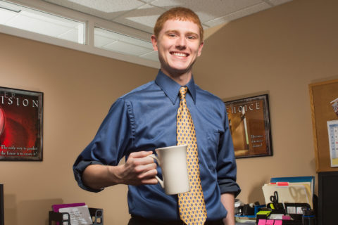Clarke University Business Accounting major Kyle Collins at his Business School focused Internship.