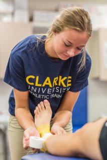 Athletic training students are given hands-on experience in each class.