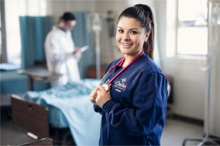 Clarke University nursing school major Lilliana Cruz getting hands on nursing expererience in Dubuque, Iowa