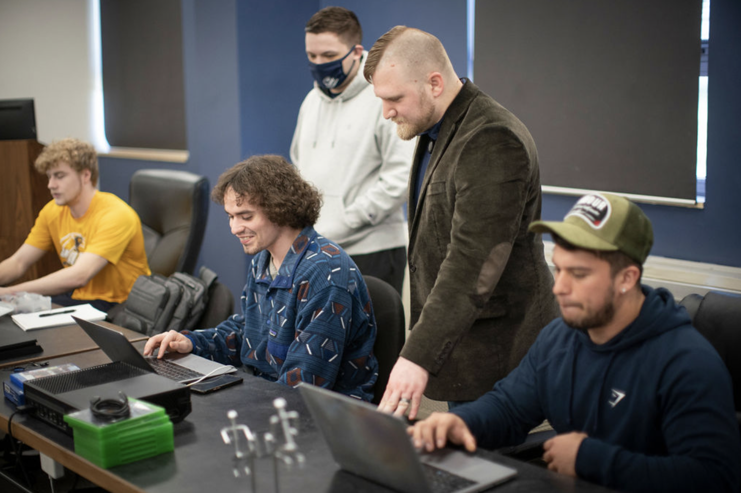 Clarke University Computer Science students working in lab.