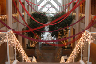 Atrium decorated for holidays