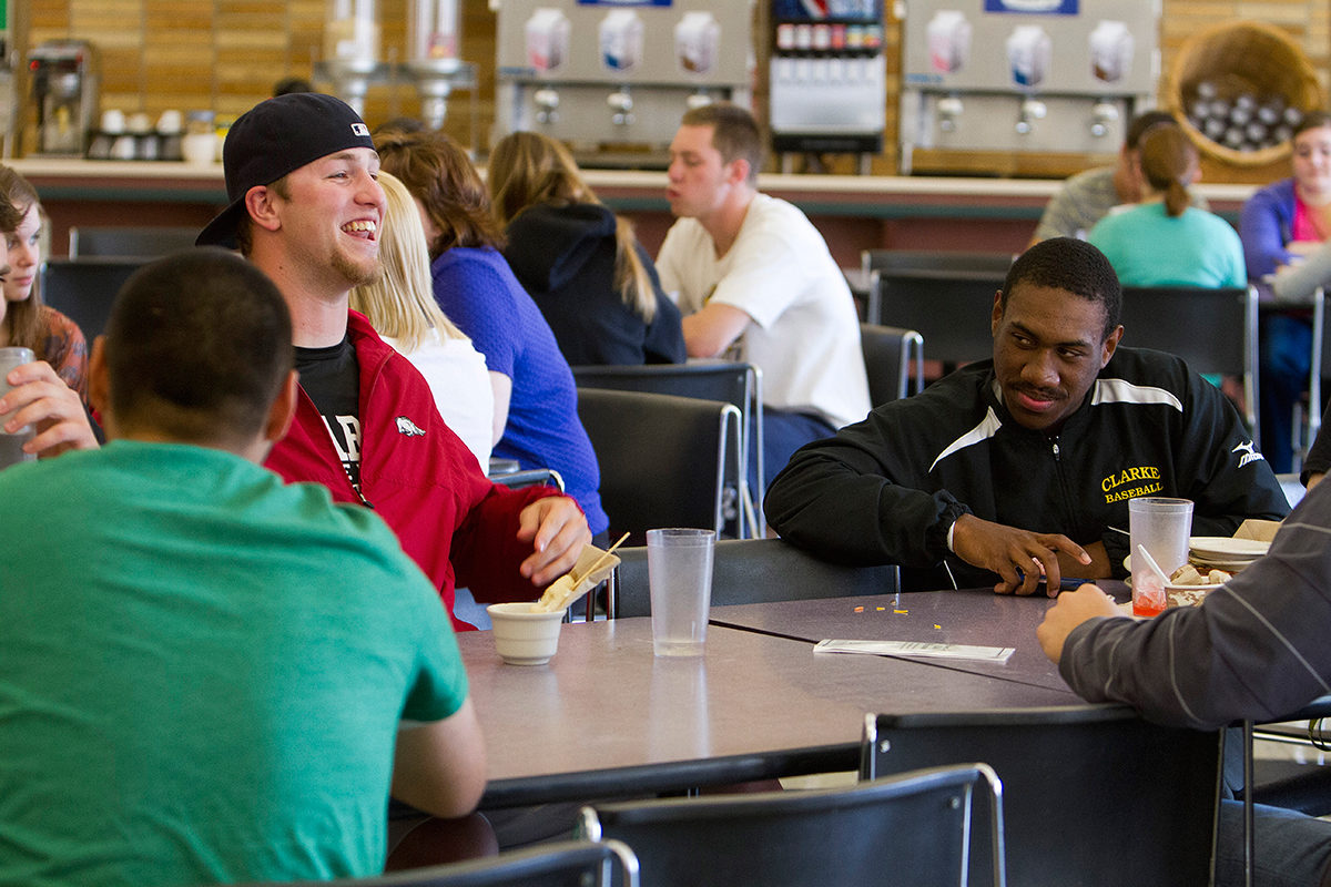 Students eating in cafeteria - Full Size