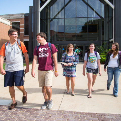 Students leaving the atrium