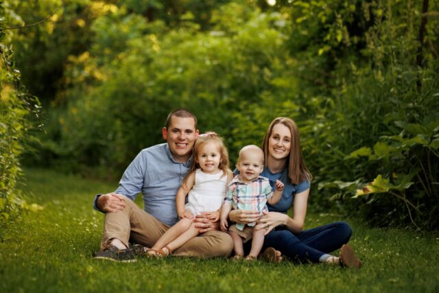 Theresa (Koos) DeVries, her husband Sean, and their childen.