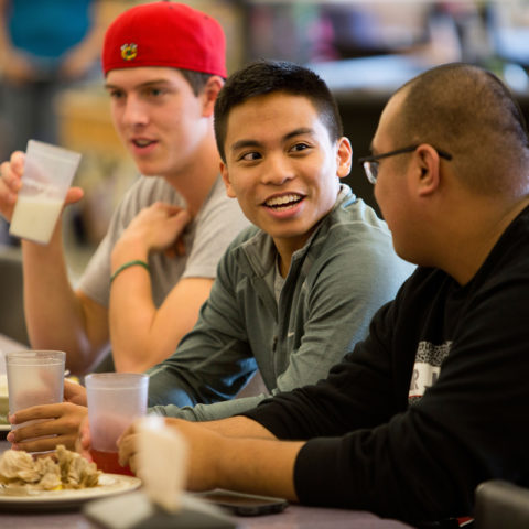 Clarke students enjoying a meal at the dining hall