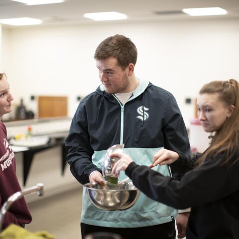 students in food science lab