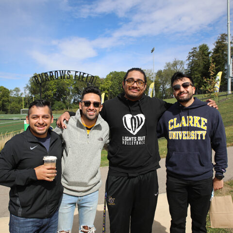 homecoming tailgate group of guys