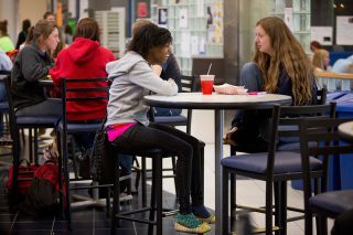 Students eating in SAC